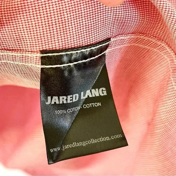 Jared Lang Red & White Small Gingham Print Button Down Flip Cuff Dress Shirt 2XL - Picture 9 of 10